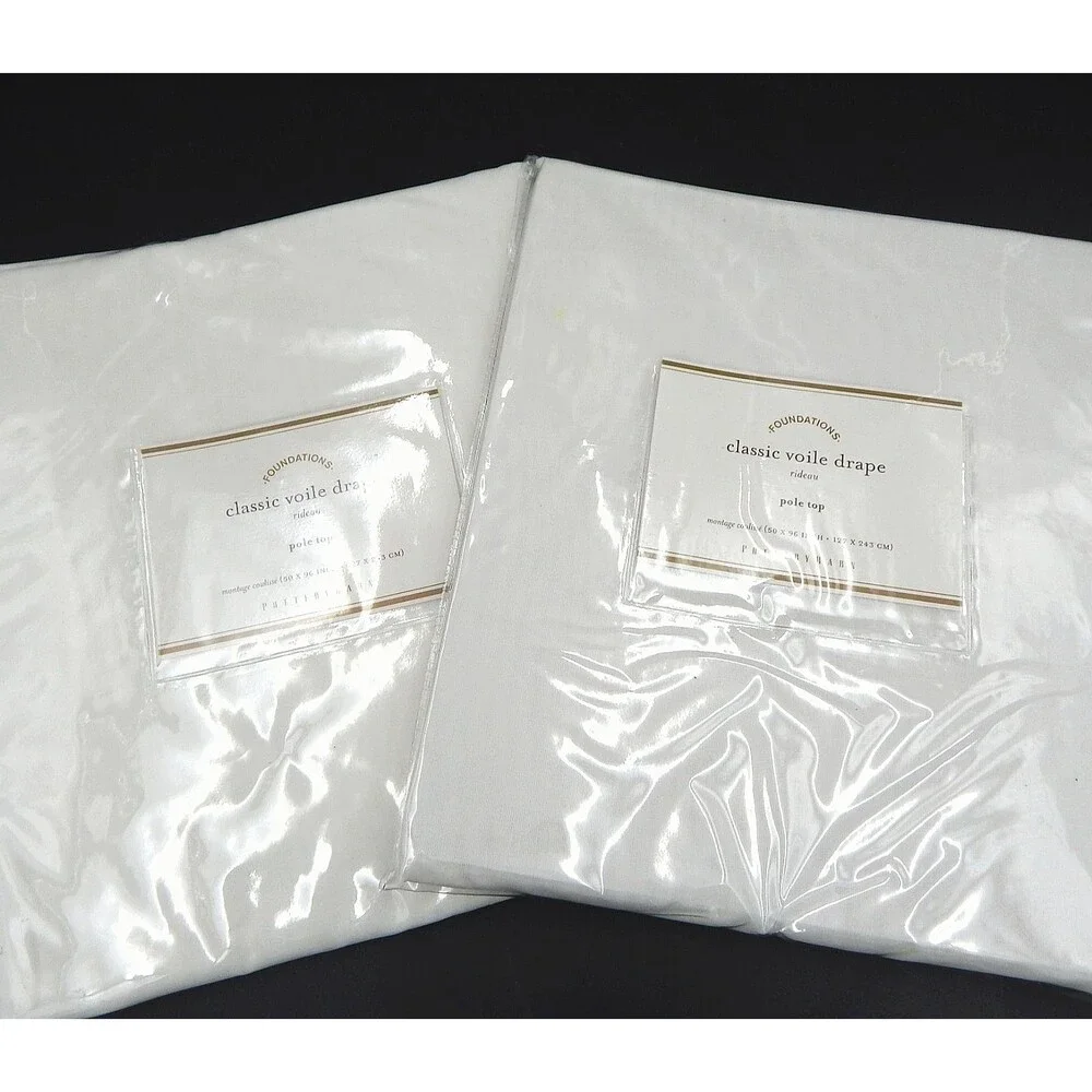 Pottery Barn Foundations Classic Voile Drape Pole Top 50 x 96 White Set/2